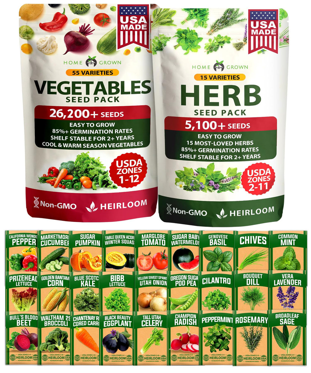 HOME GROWN 70 Variety Vegetable & Herb Survival Garden Kit front view