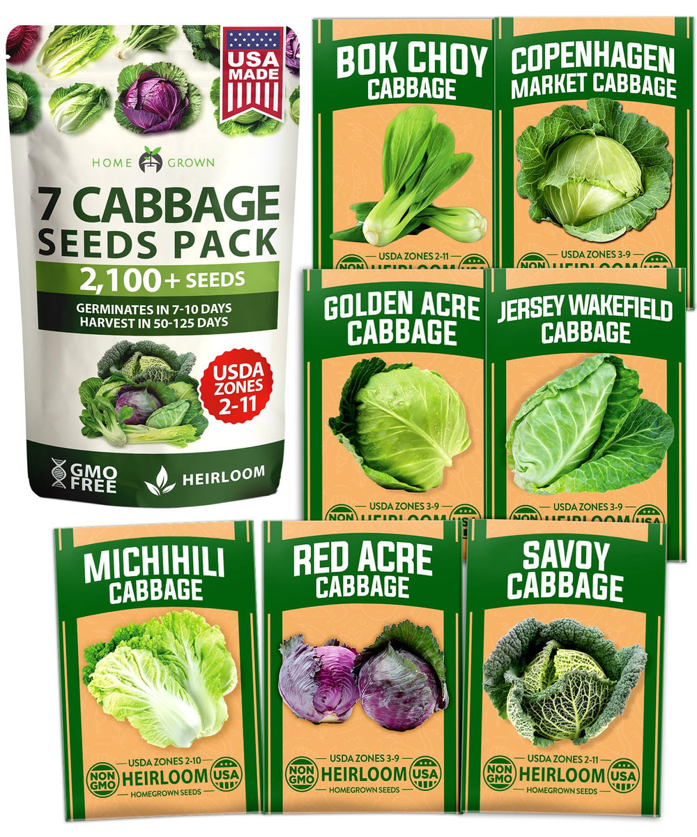 HOME GROWN Cabbage Variety Mix pack front view with seed details