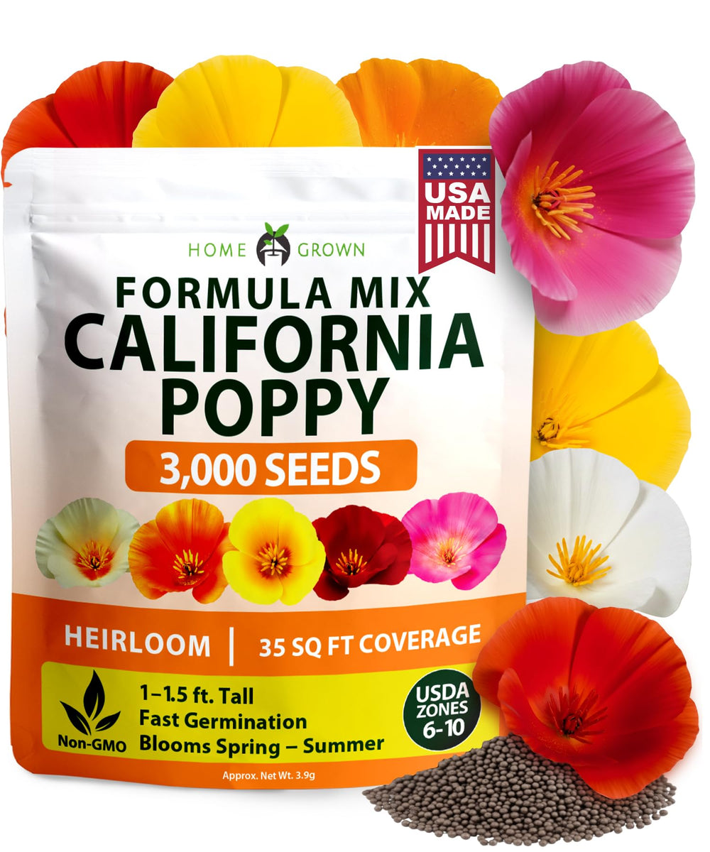 HOME GROWN California Poppy Formula Mix Seeds pack front view