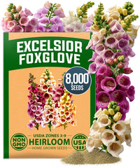HOME GROWN Foxglove Excelsior Mix flower seeds packet front view