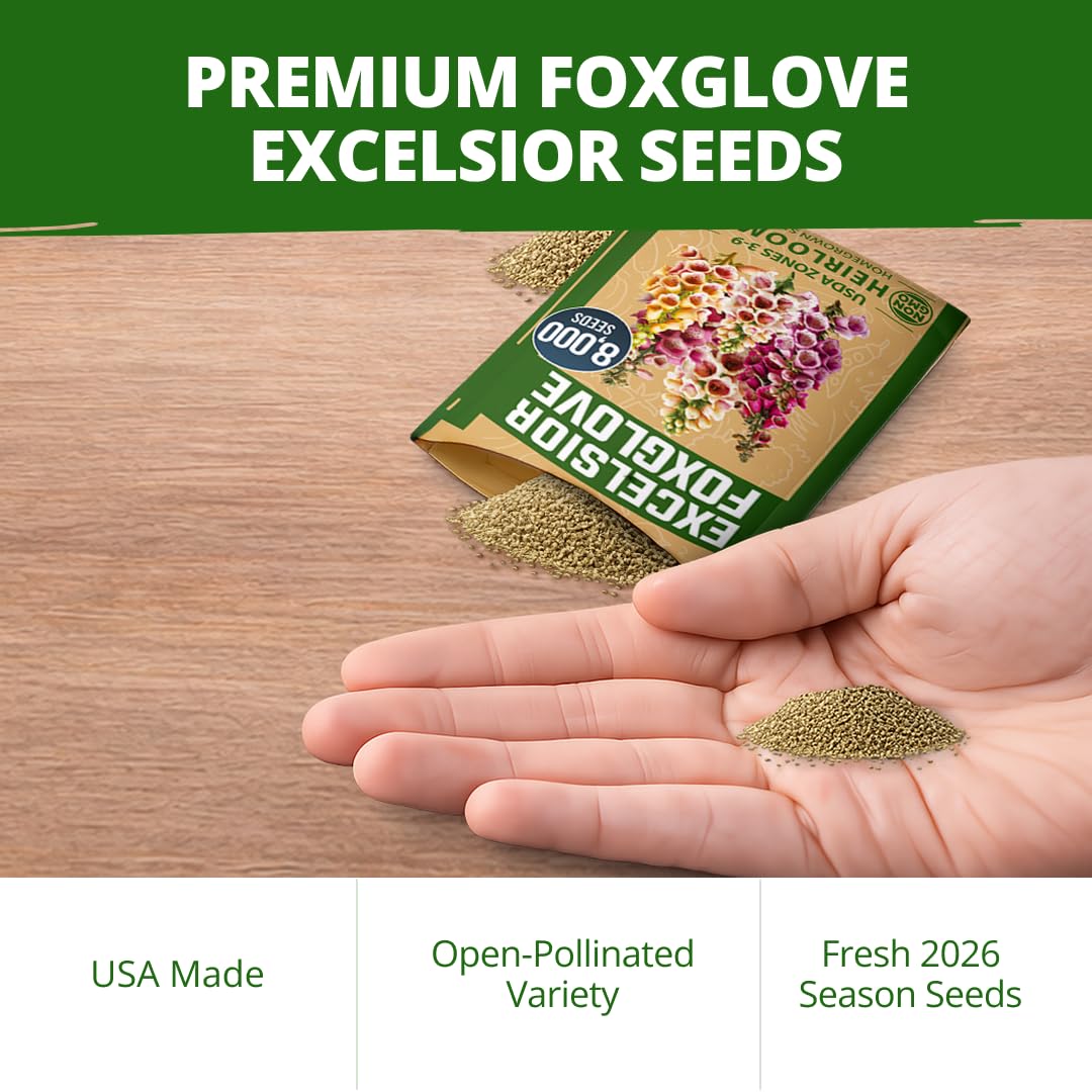 HOME GROWN Foxglove seeds packet with specifications