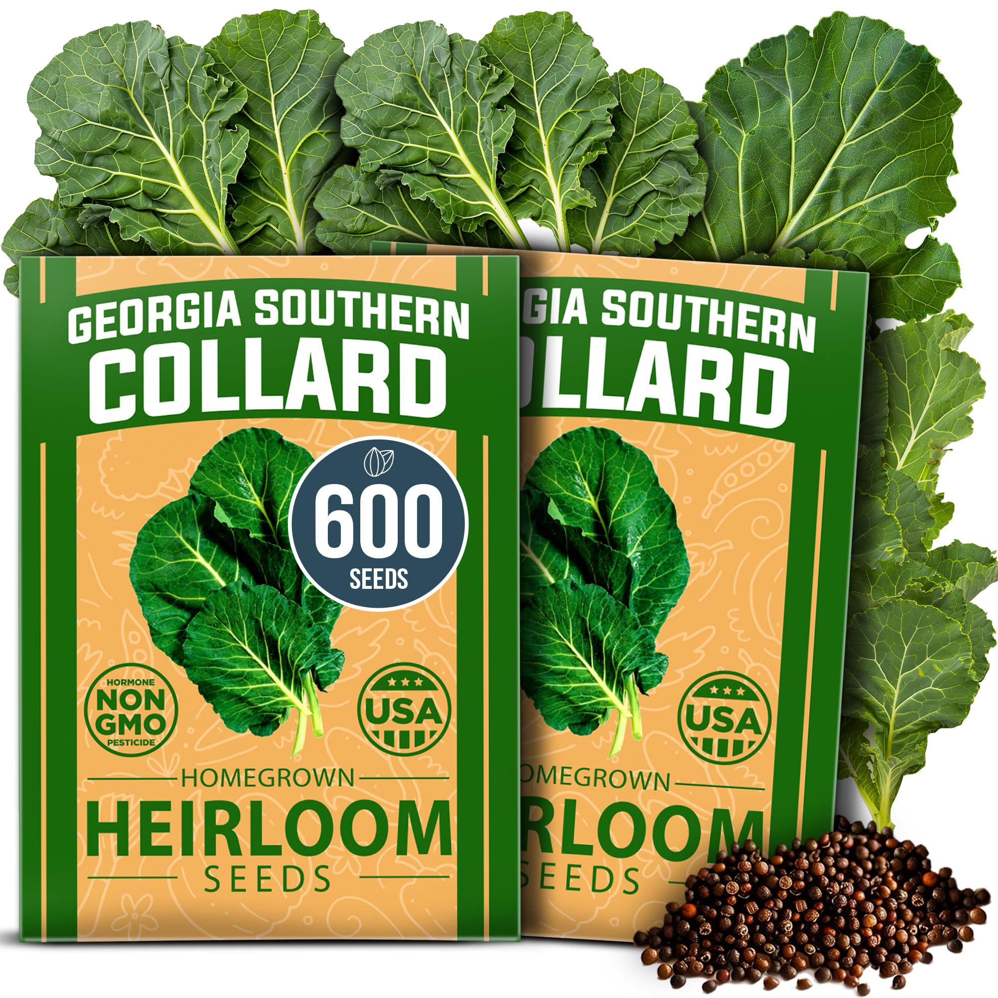 HOME GROWN Georgia Southern Collard Seeds pack front view
