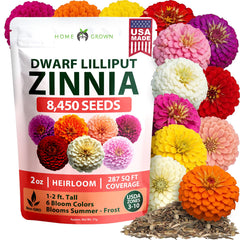 HOME GROWN Lilliput Mix Zinnia Seeds packet front view
