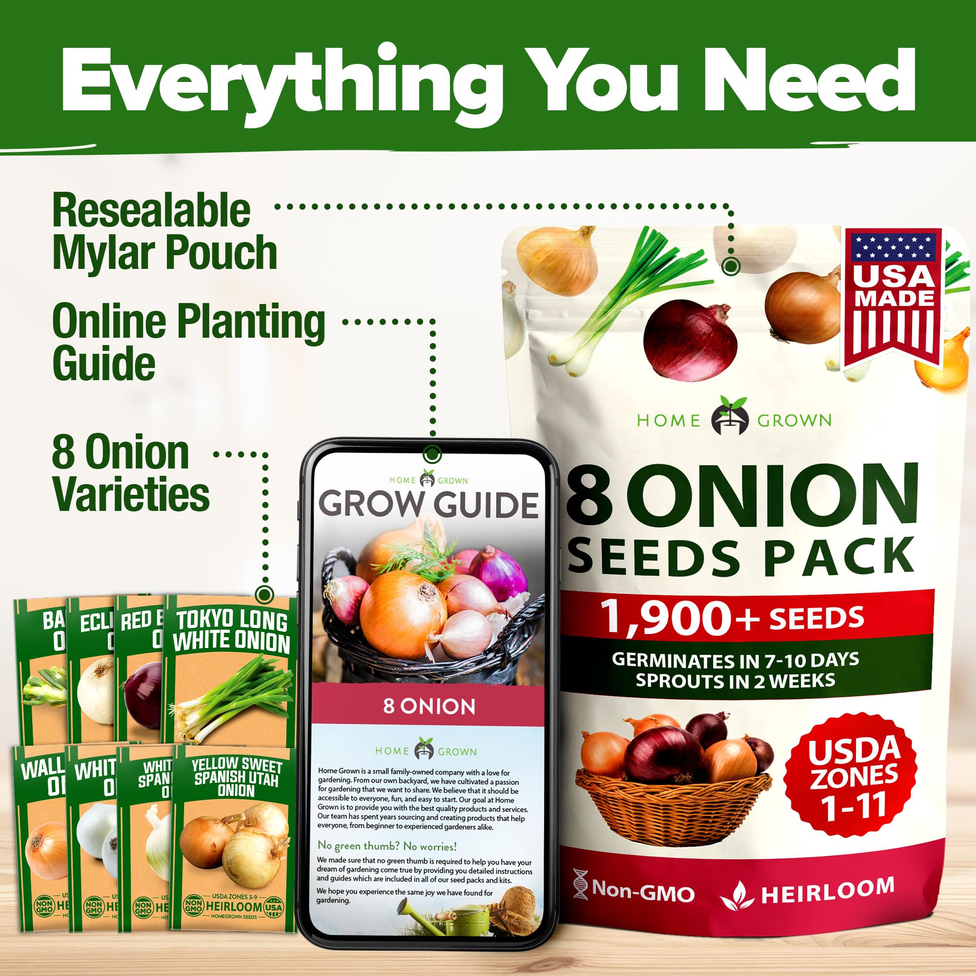 HOME GROWN onion variety mix in a garden setting