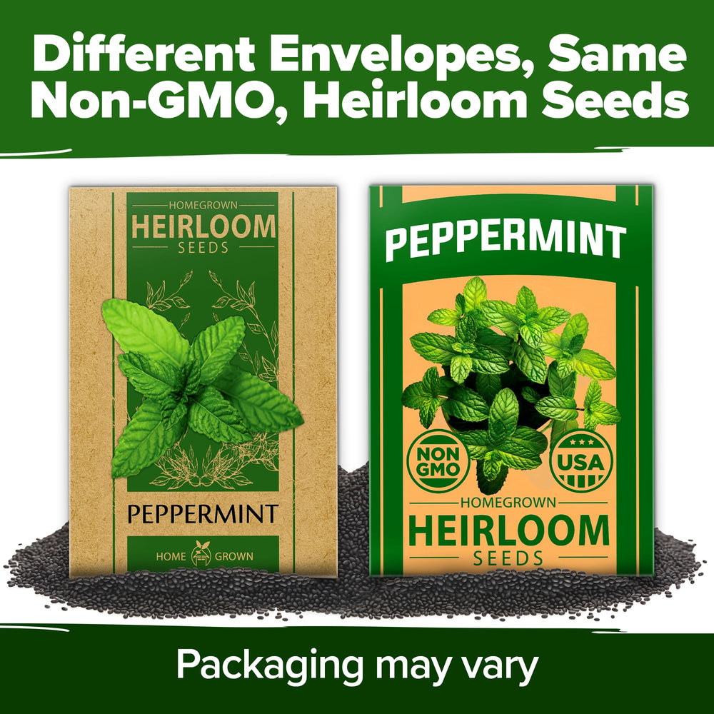 HOME GROWN Peppermint Seeds 2-Pack displayed on a table