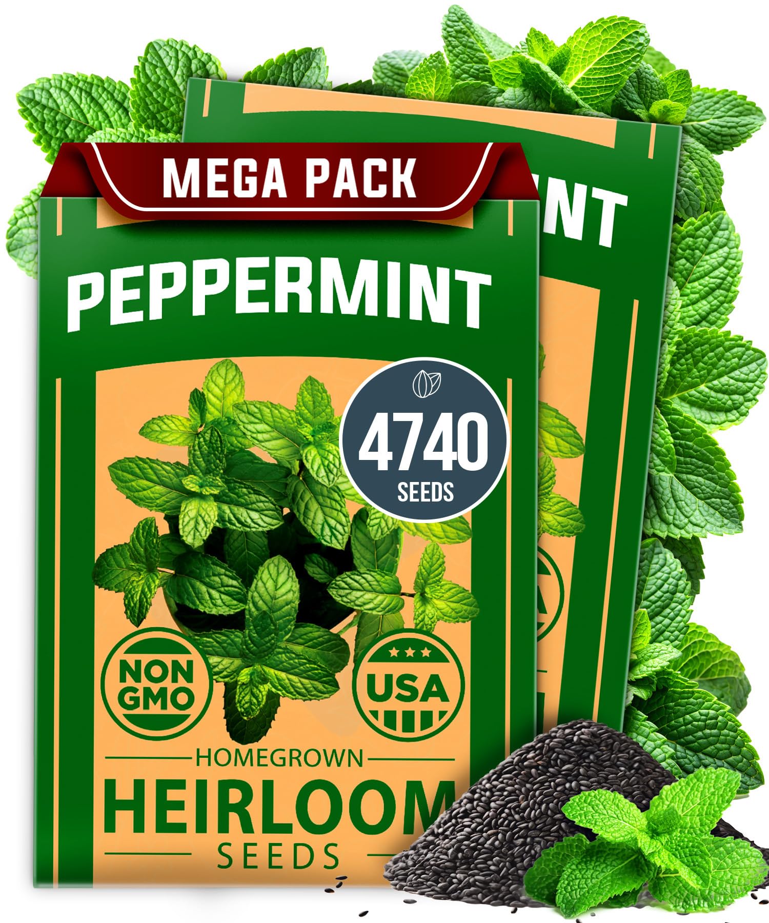 HOME GROWN Peppermint Seeds front view packaging