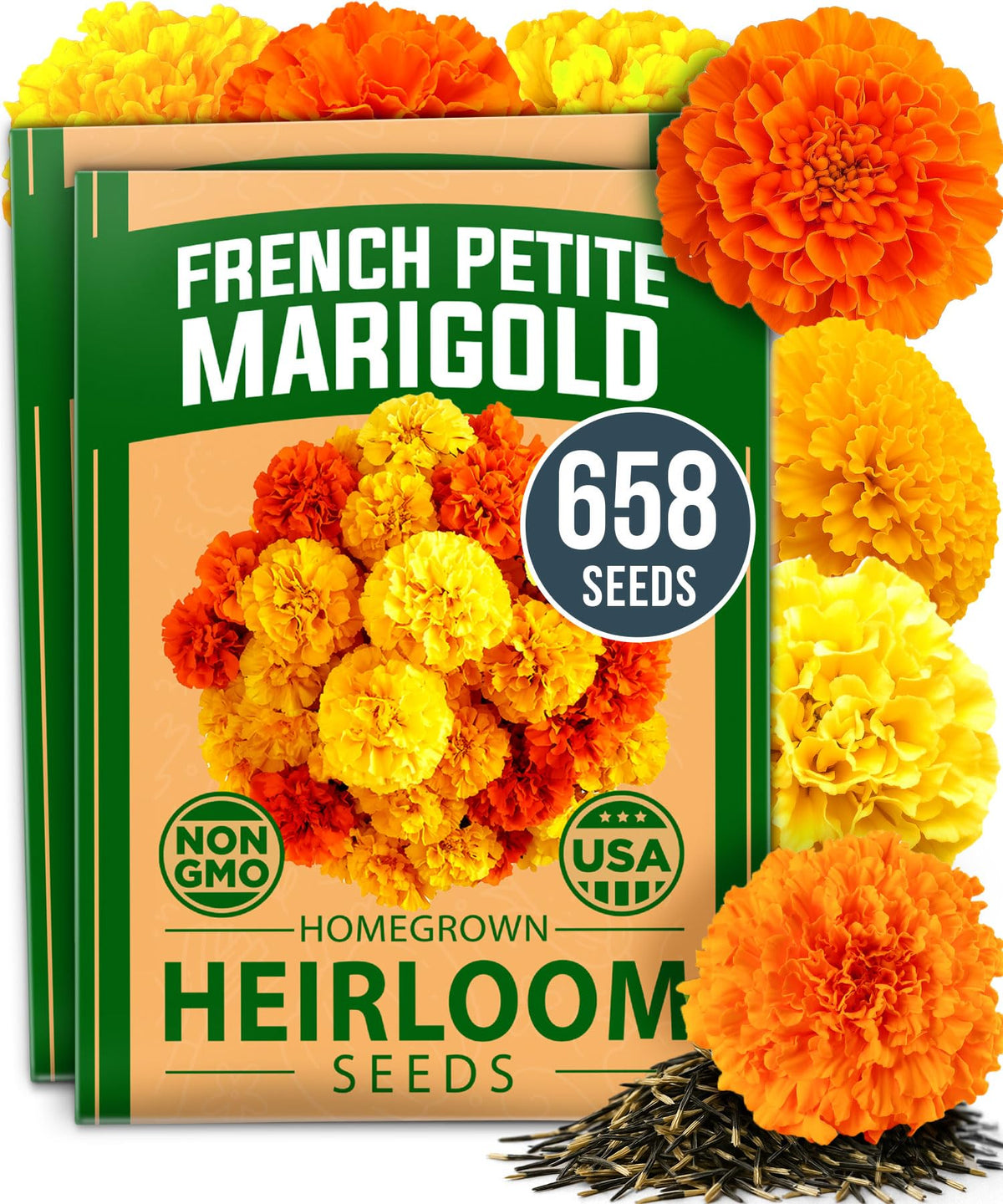 HOME GROWN Petite French Marigold Seeds front packaging view