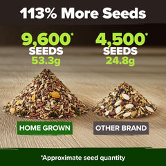 HOME GROWN seeds showing a variety of vegetables in the pack