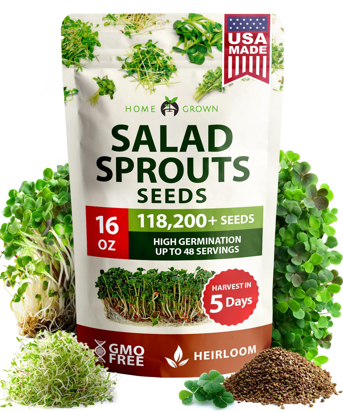 HOME GROWN Sprouting Seeds Mix 16 oz front view