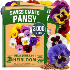 HOME GROWN Swiss Giant Pansy Seeds package front view