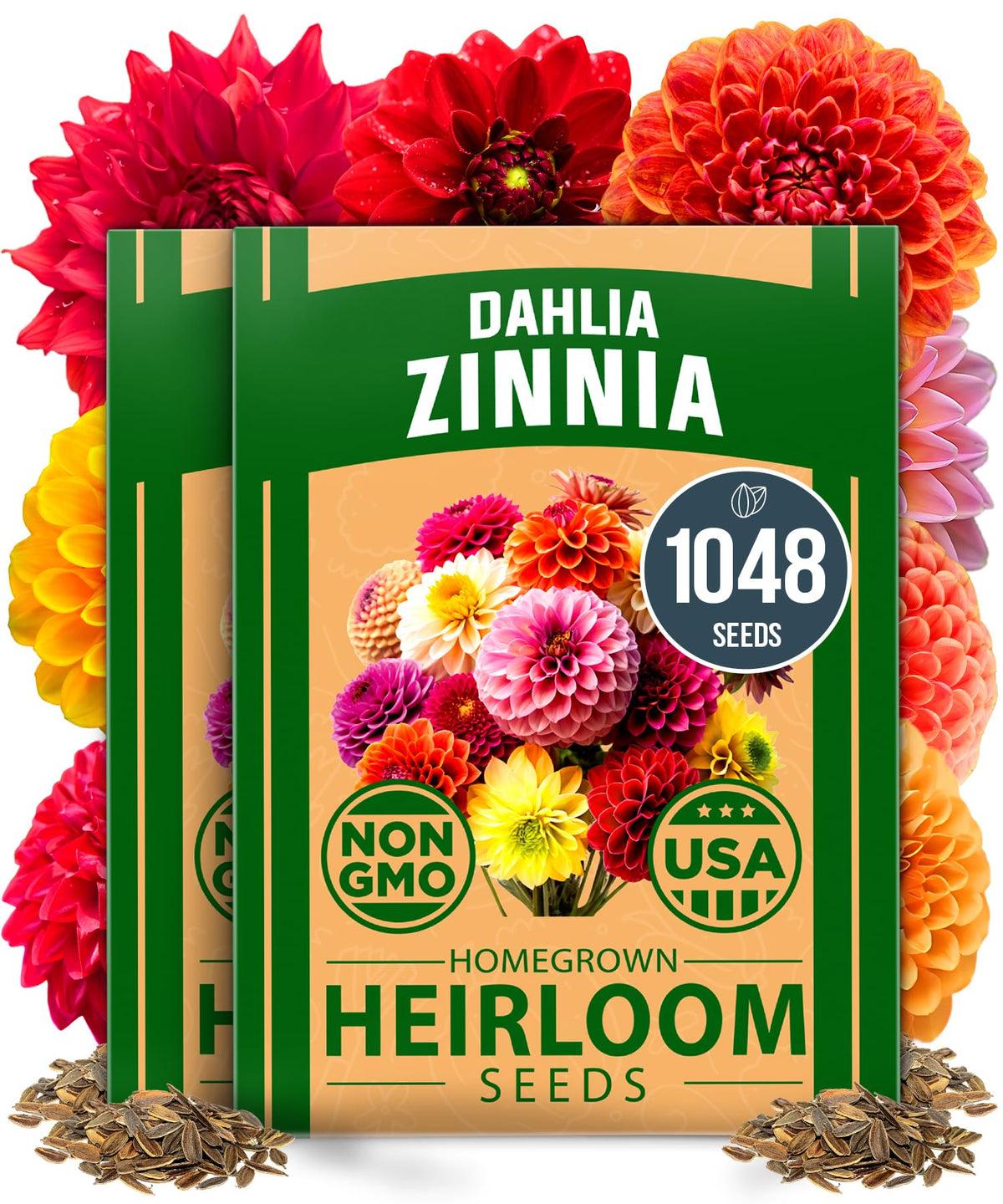 HOME GROWN Zinnia Dahlia Seeds pack with vibrant flowers