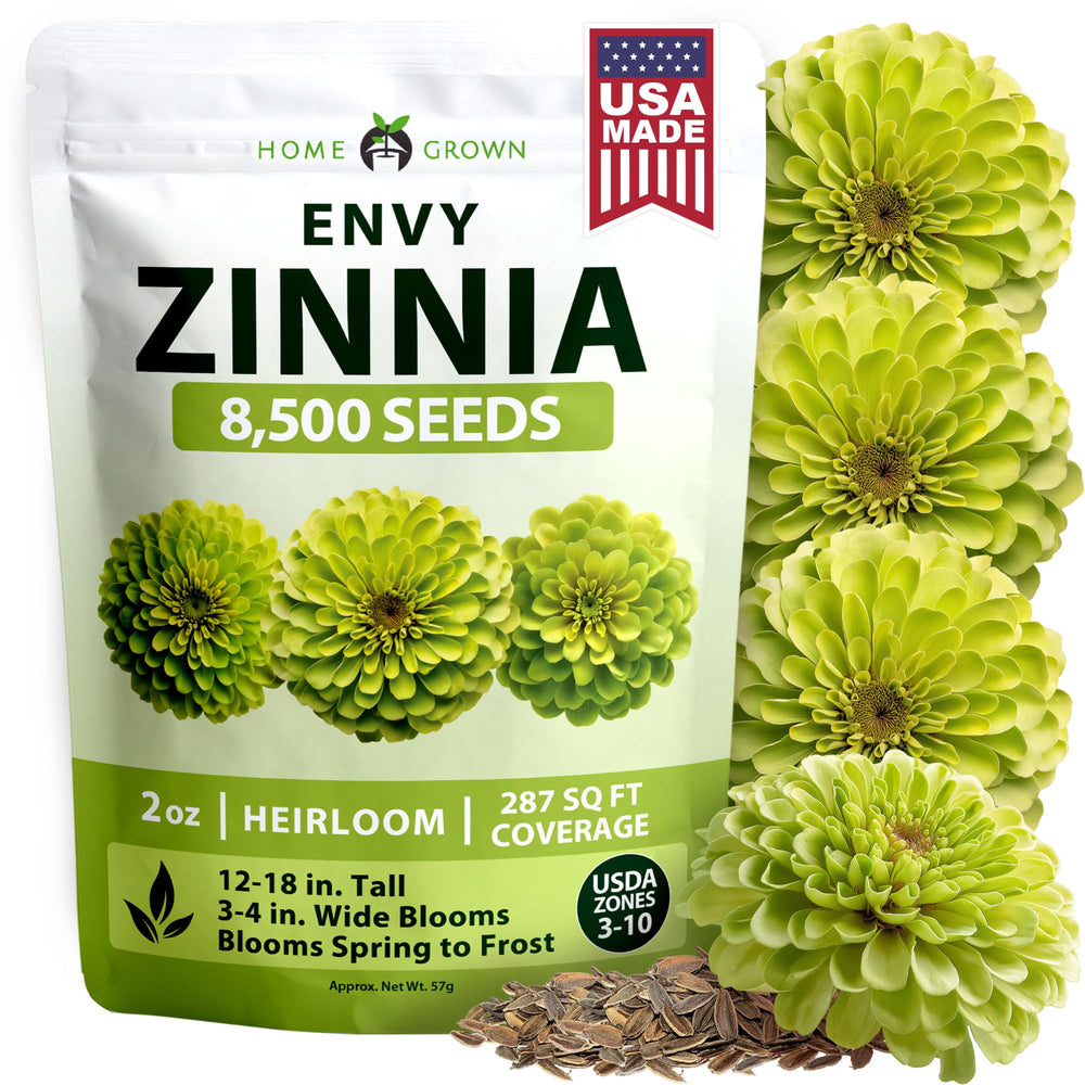HOME GROWN Zinnia Flower Seeds 8,500 count multi-colour pack front view
