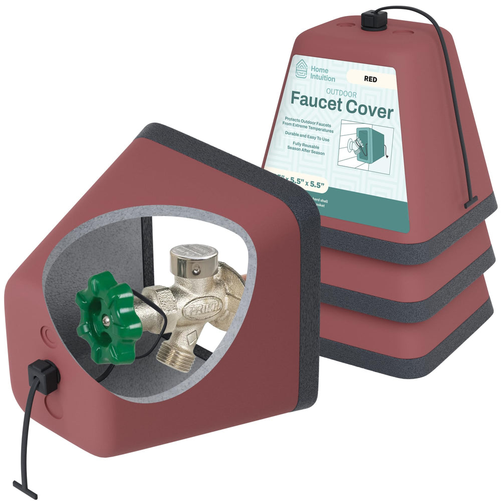 Home Intuition Outdoor Foam Faucet Cover, red, front view