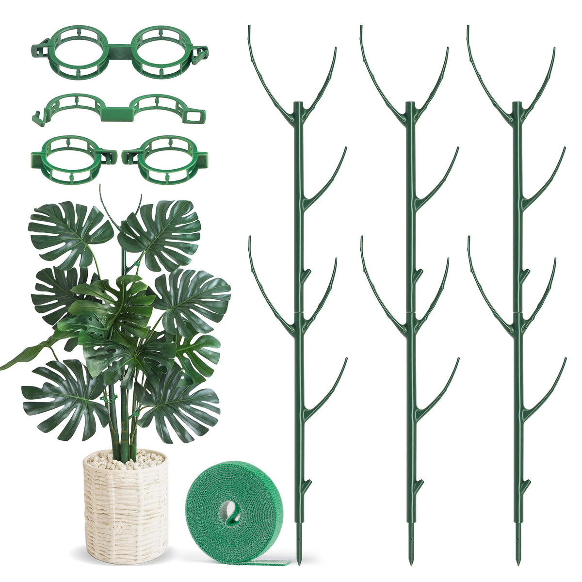 HOMEBROS Plant Support Stakes 12 pack green poles front view