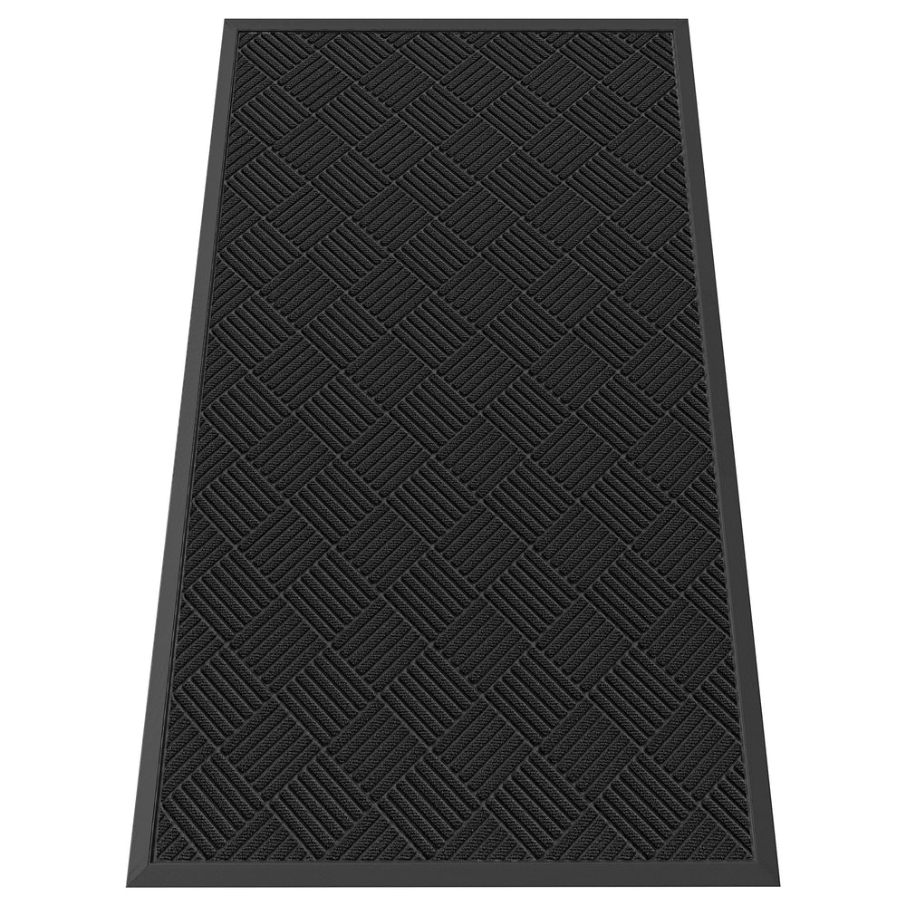 HOMEK 3' x 5' Indoor Outdoor Door Mat in black diamond design front view