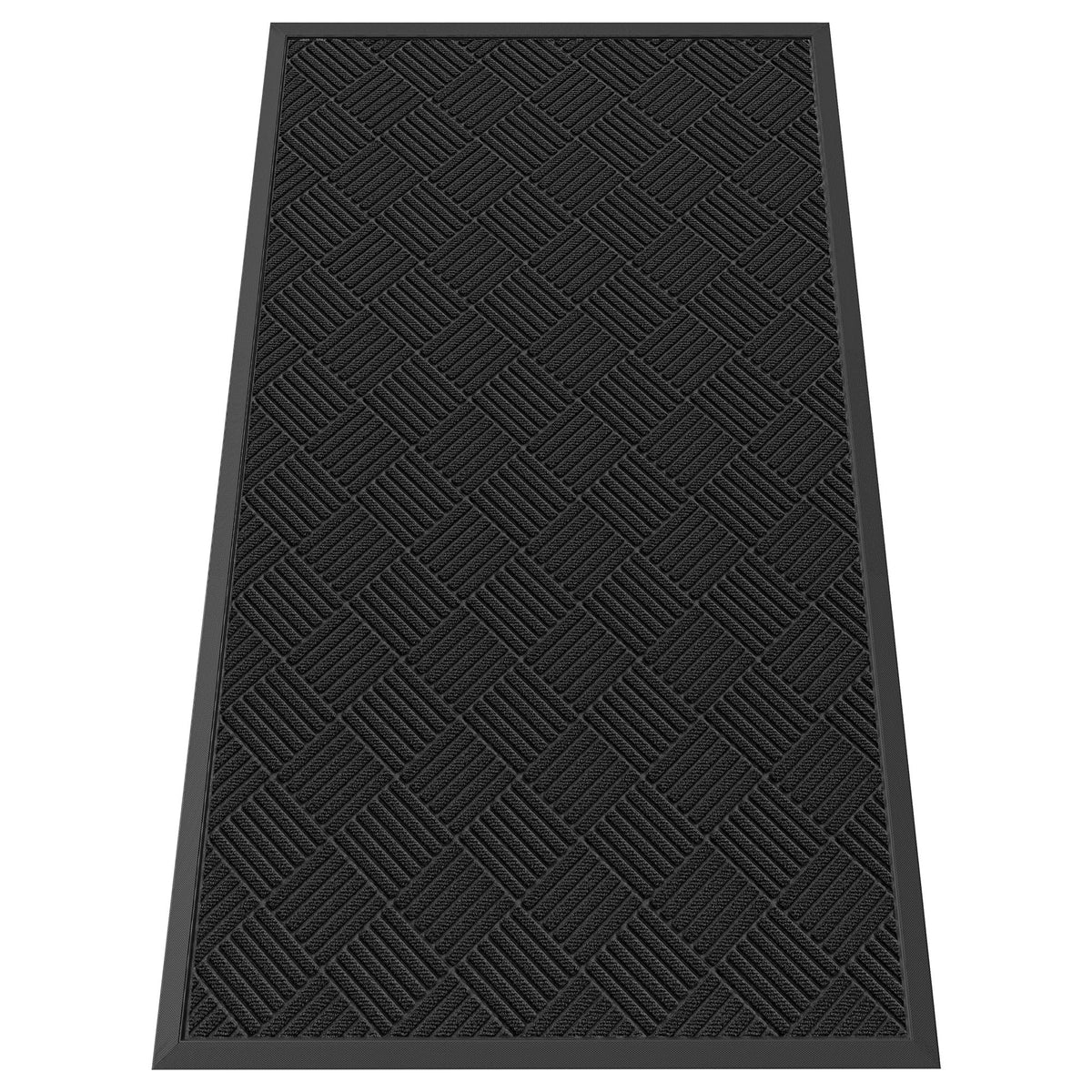 HOMEK 3' x 5' Indoor Outdoor Door Mat in black diamond design front view