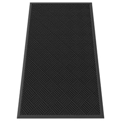 HOMEK 3' x 5' Indoor Outdoor Door Mat in black diamond design front view