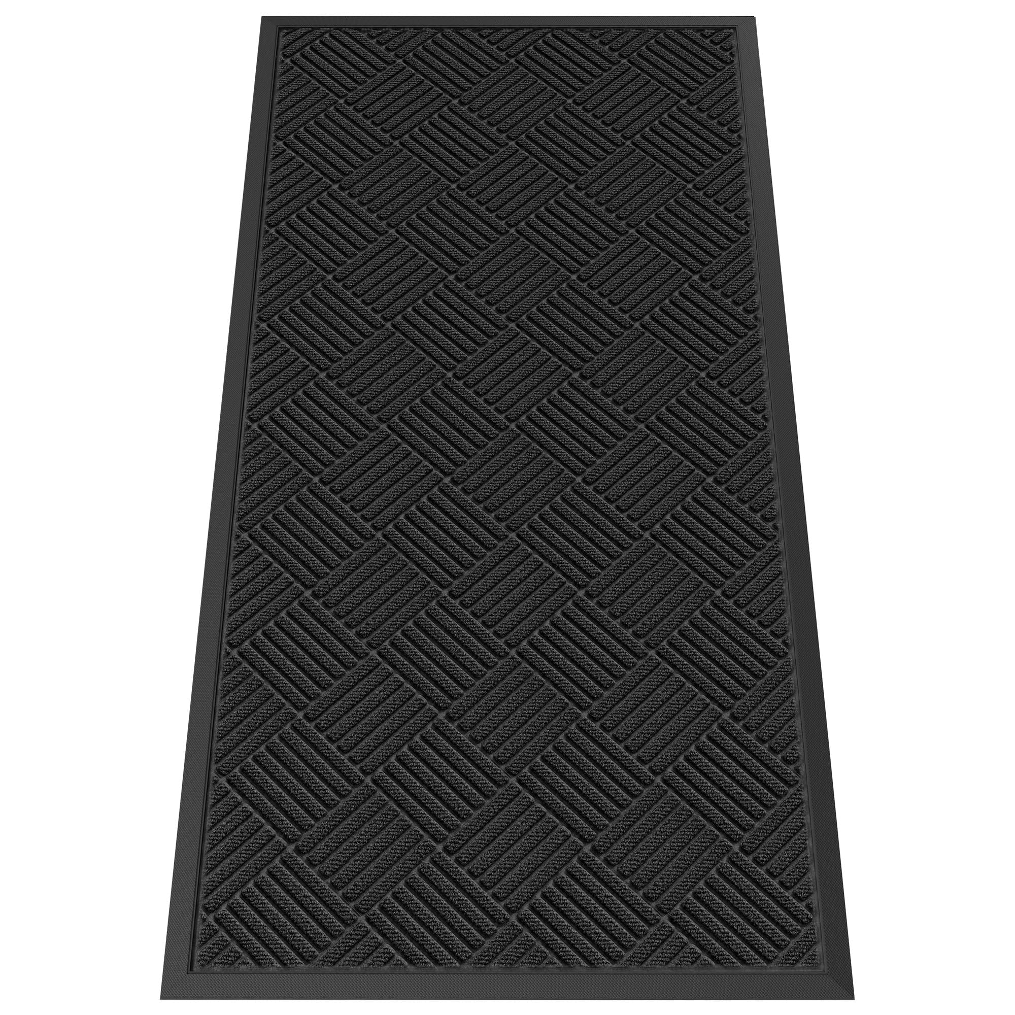 HOMEK 4' x 2' Indoor Outdoor Door Mat front view in black