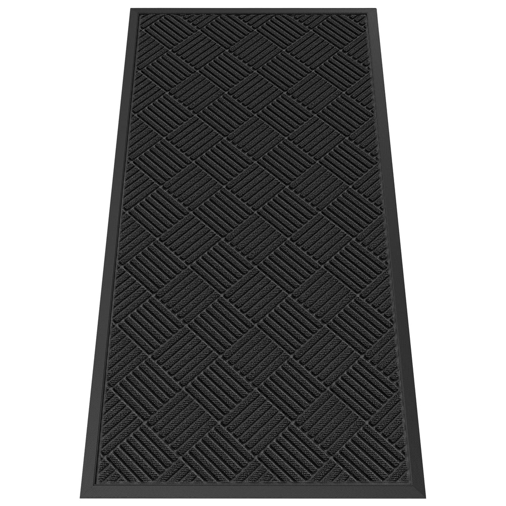 HOMEK 4' x 2' Indoor Outdoor Door Mat front view in black