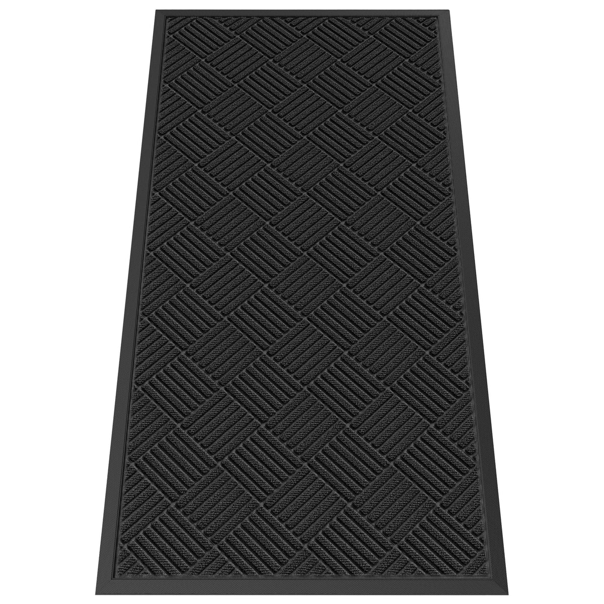 HOMEK 4' x 2' Indoor Outdoor Door Mat front view in black