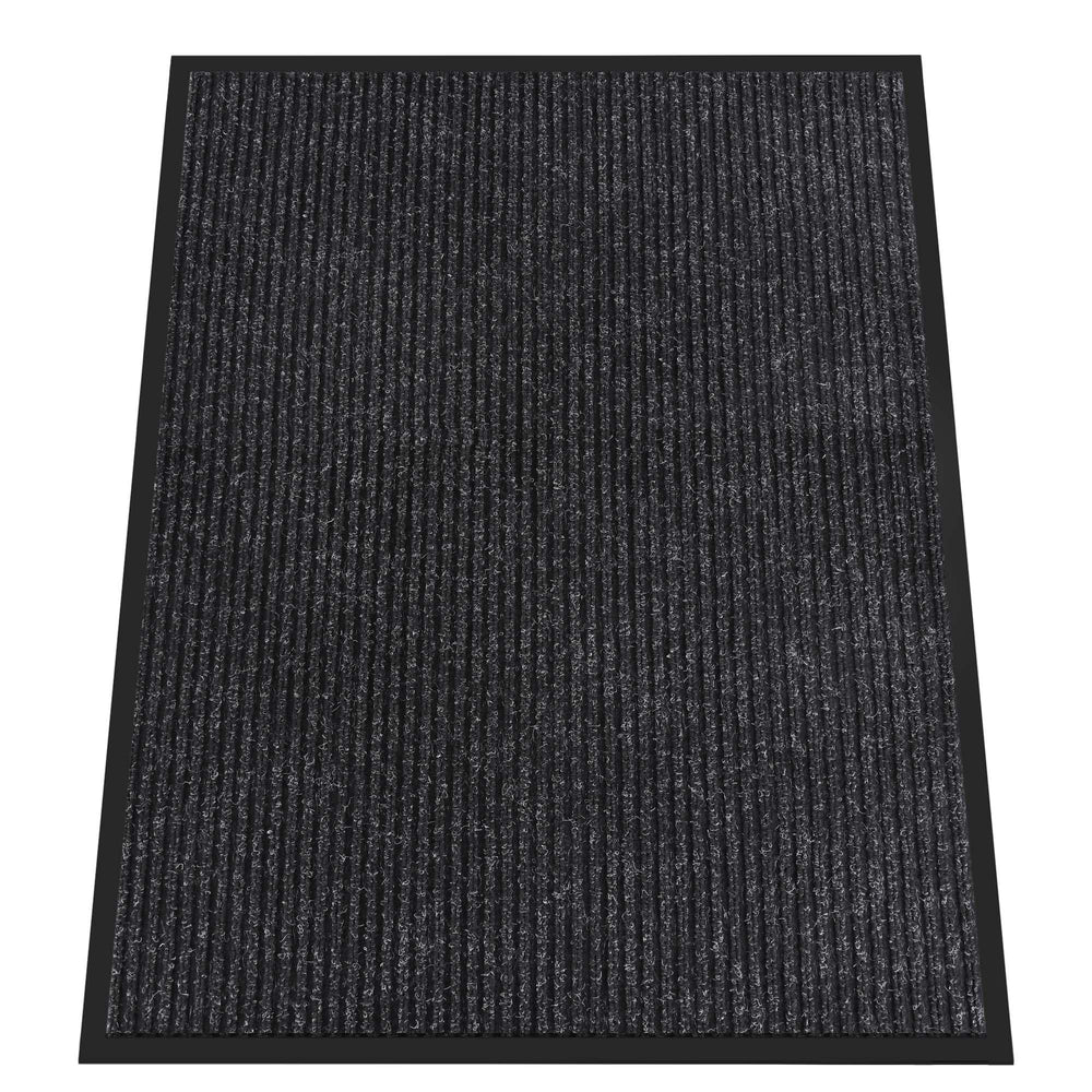 HOMEK Indoor Outdoor Door Mat 3' x 4' black striped front view