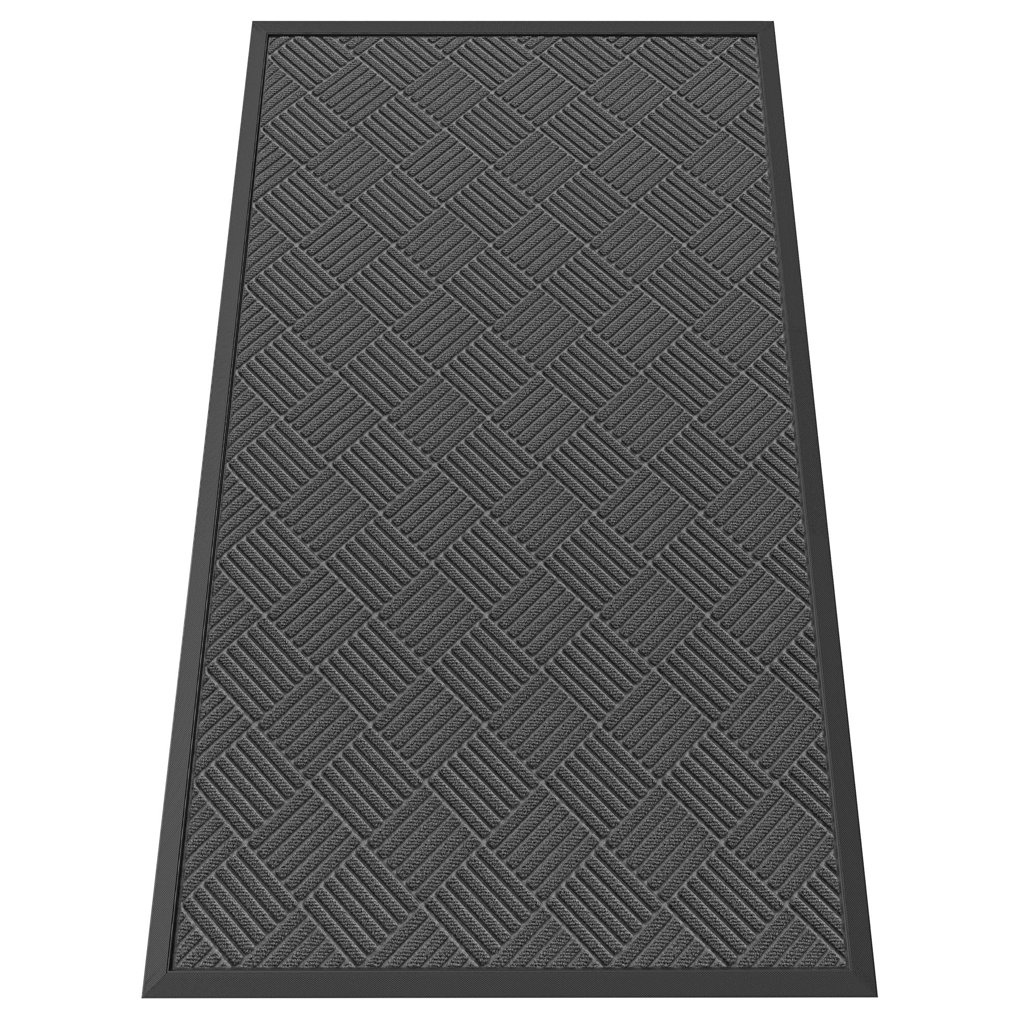 HOMEK Indoor Outdoor Door Mat 5' x 3' gray front view