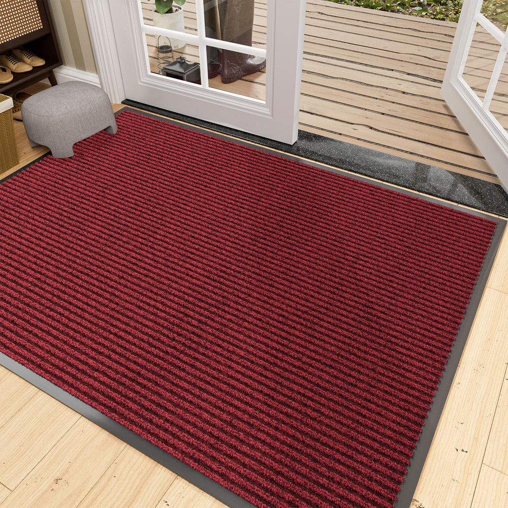 HOMEK Indoor Outdoor Door Mat Red cleaning demonstration