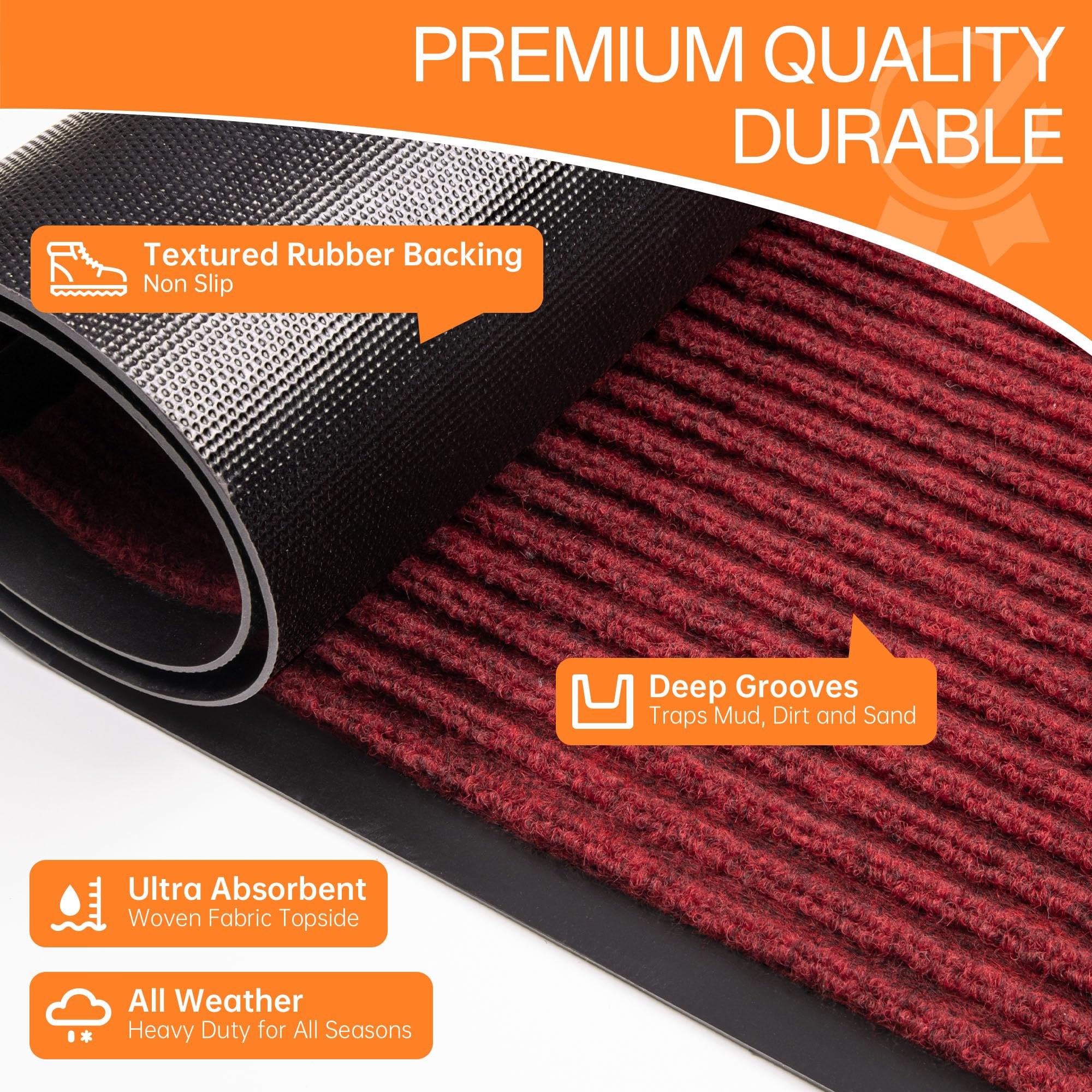 HOMEK Indoor Outdoor Door Mat Red in entryway