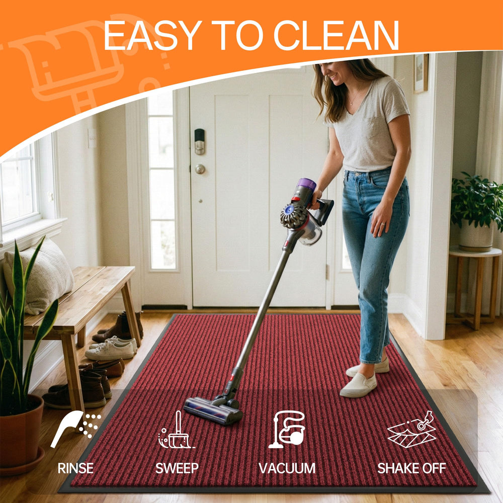 HOMEK Indoor Outdoor Door Mat Red in outdoor setting
