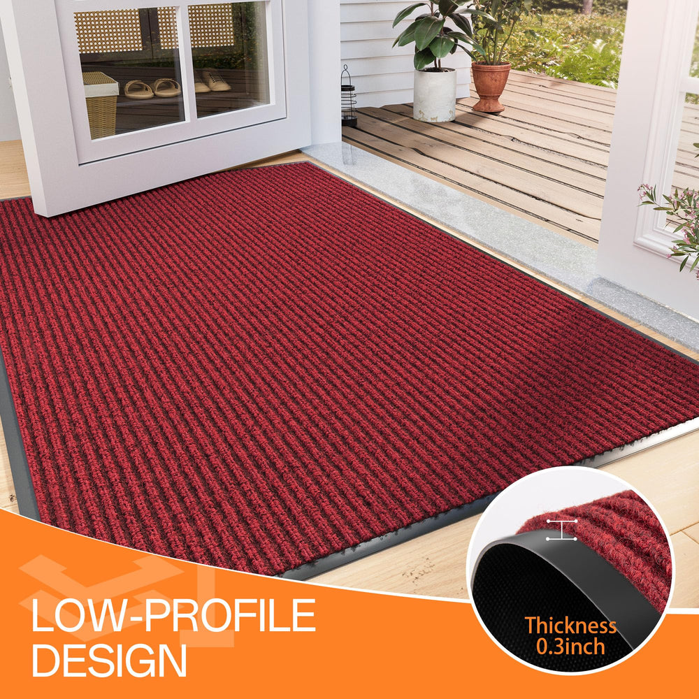 HOMEK Indoor Outdoor Door Mat Red side view