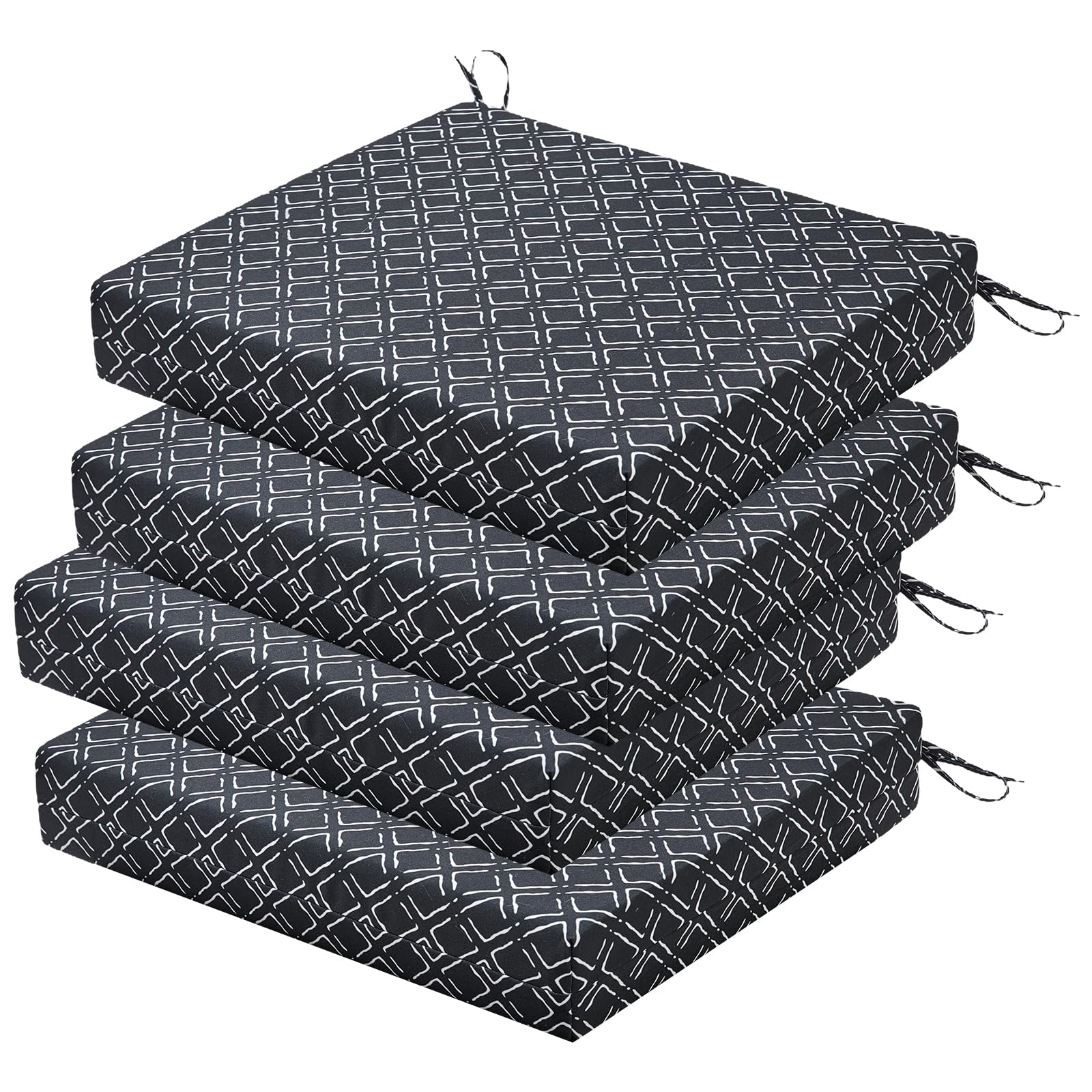 HOMELYSIAN Outdoor Chair Cushion Black Geometry front view