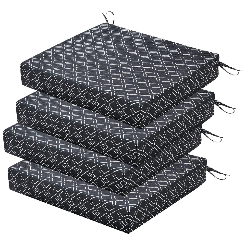HOMELYSIAN Outdoor Chair Cushion Black Geometry front view