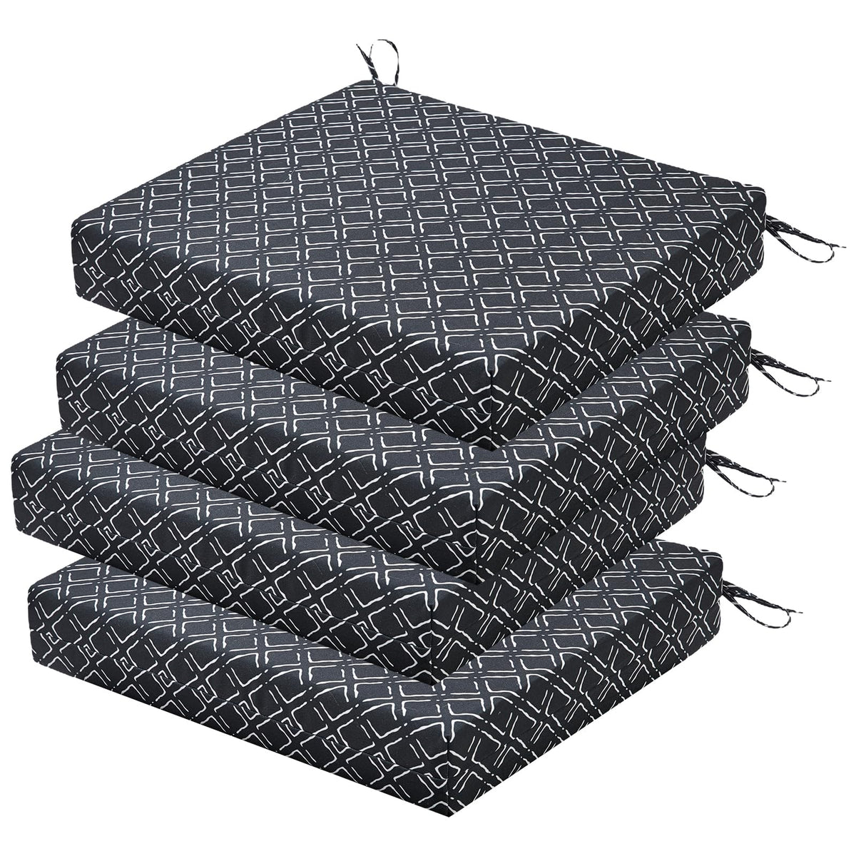 HOMELYSIAN Outdoor Chair Cushion Black Geometry front view