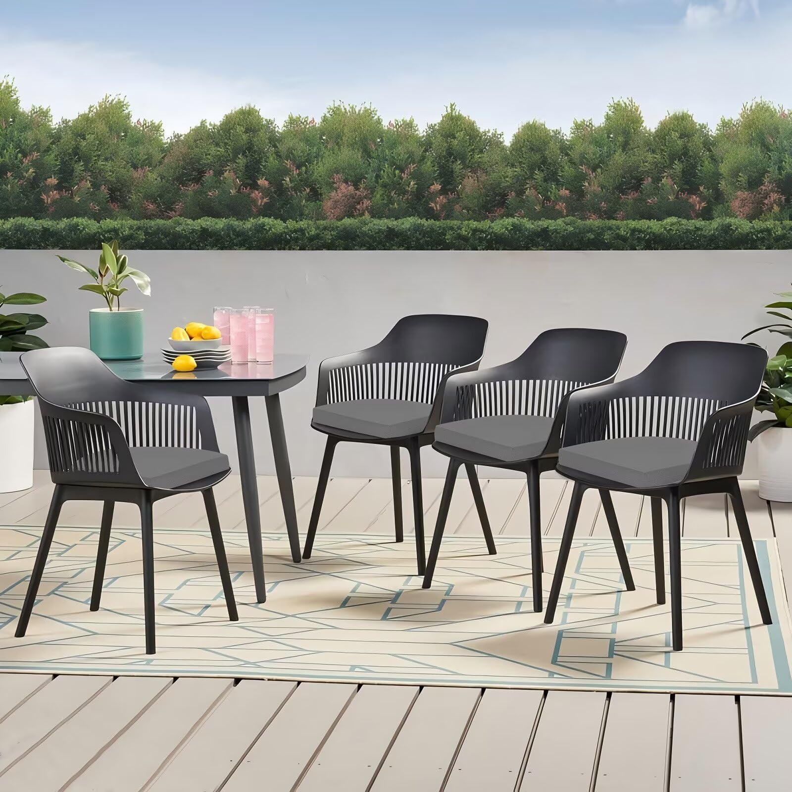 HOMELYSIAN Outdoor Chair Cushion displayed with other patio furniture