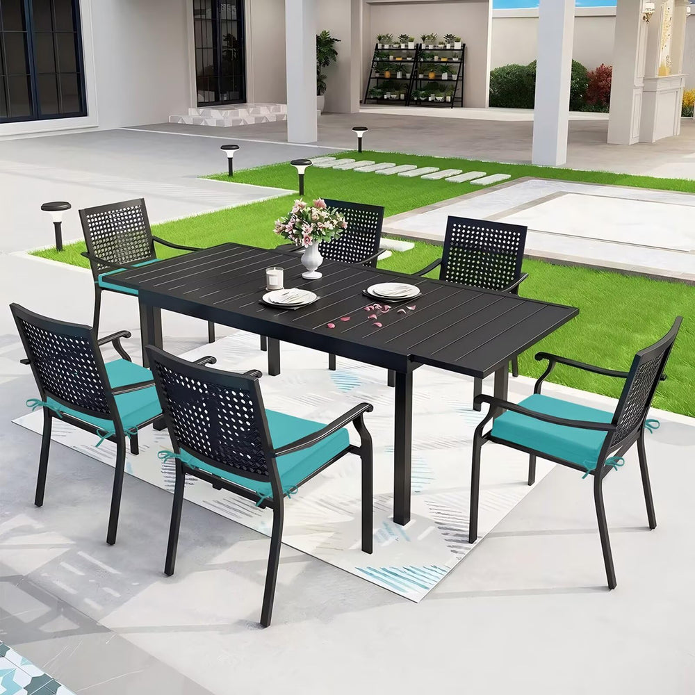 HOMELYSIAN outdoor chair cushions in use on a sunny patio