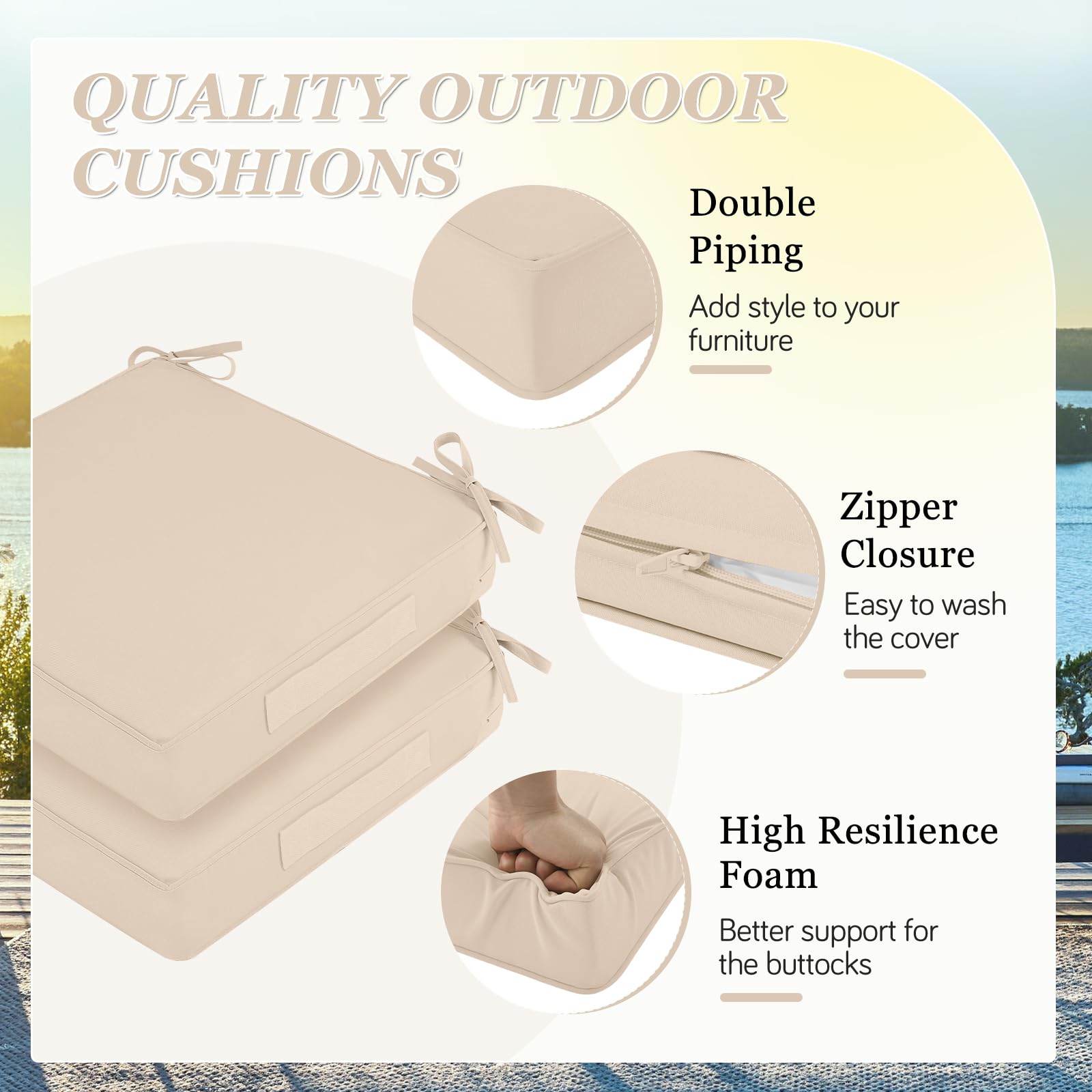 HOMELYSIAN Outdoor Chair Cushions on patio chairs