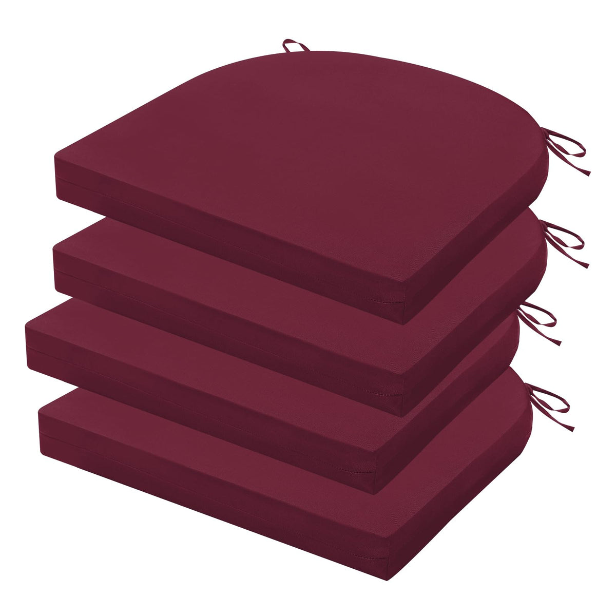 HOMELYSIAN Outdoor Chair Cushions Set of 4 in dark red front view