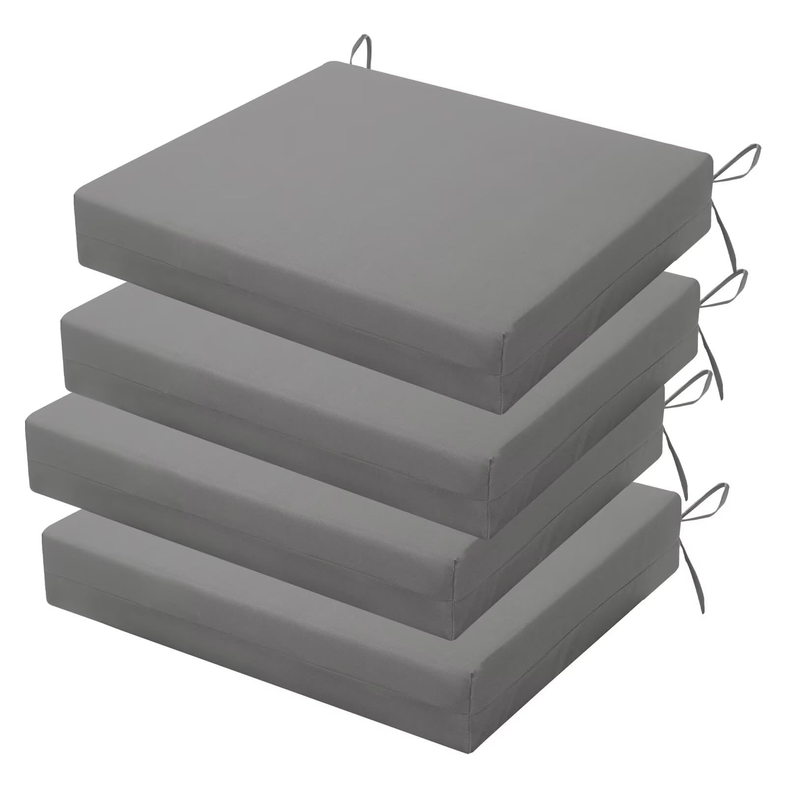 HOMELYSIAN Outdoor Chair Cushions Set of 4 in Light Grey, front view