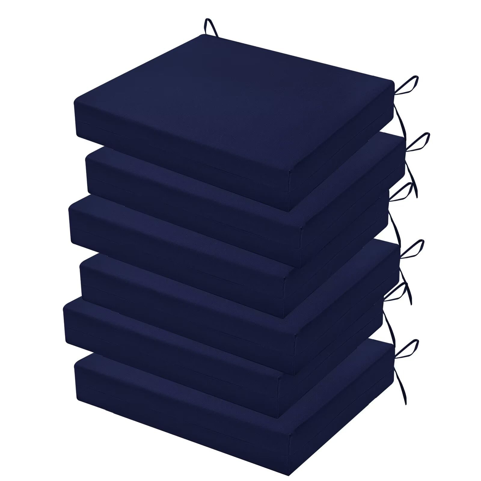 HOMELYSIAN Outdoor Chair Cushions Set of 6 in navy blue, front view