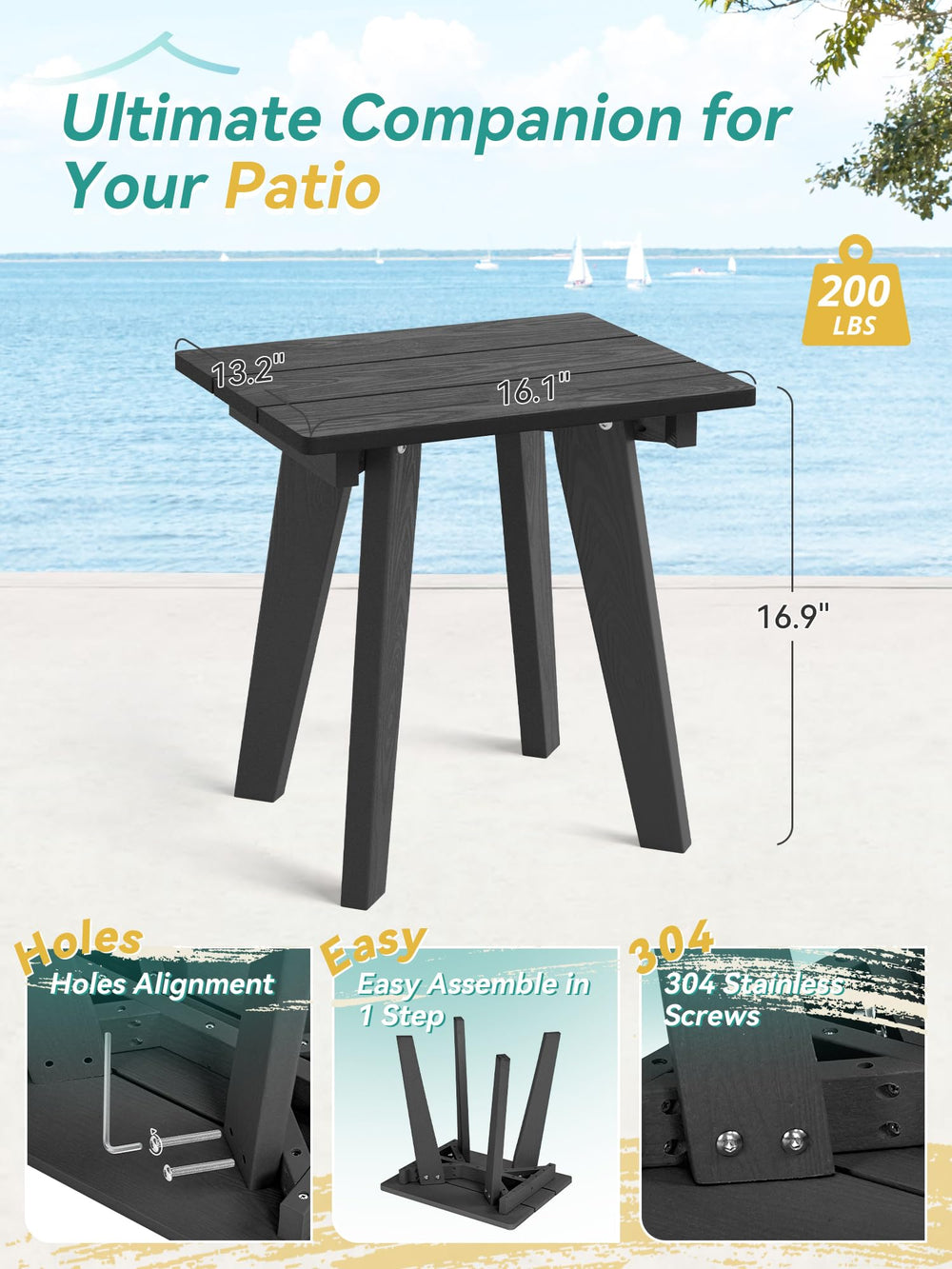 Homenjoy HDPE Outdoor Side Table beside a lounge chair