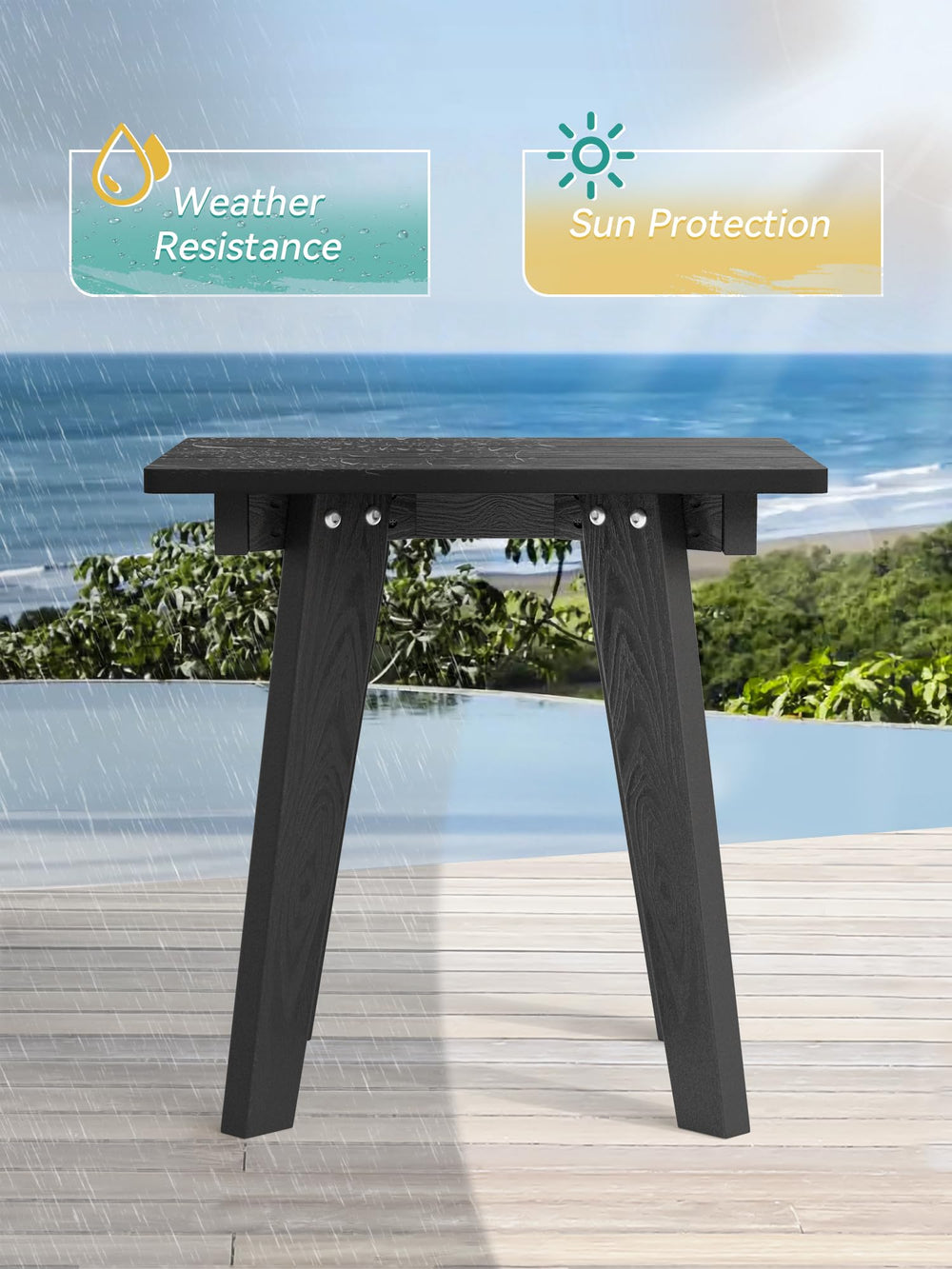 Homenjoy HDPE Outdoor Side Table with drinks on it