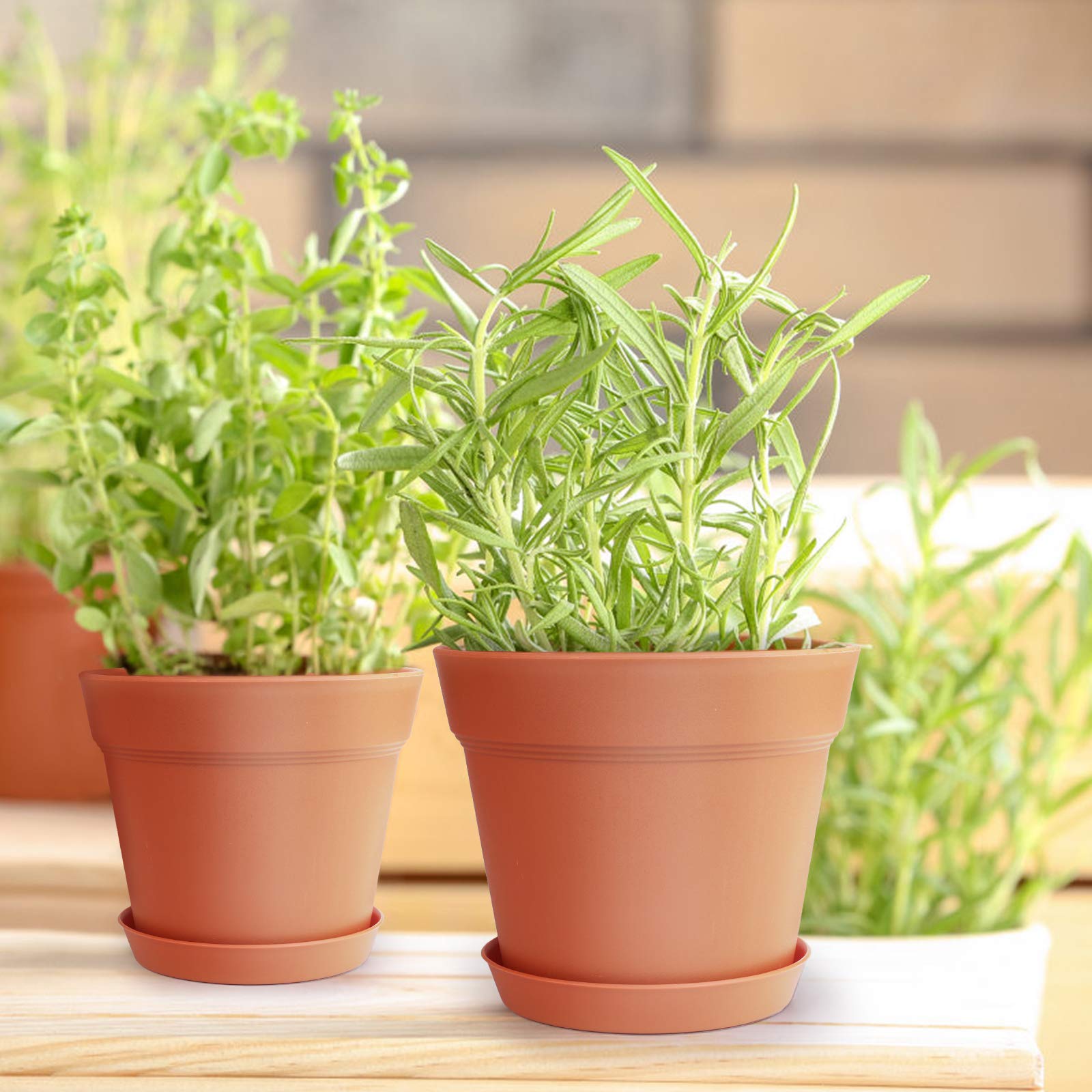 homenote 6 Inch Plastic Flower Pots stacked for storage