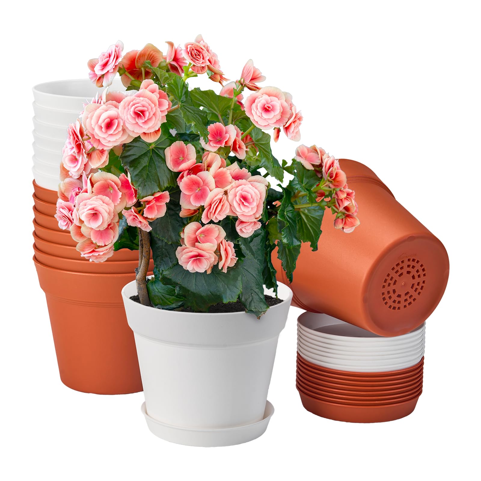 homenote 6 Inch Plastic Plant Pot front view with drainage holes