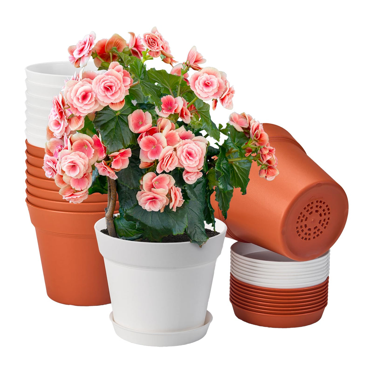 homenote 6 Inch Plastic Plant Pot front view with drainage holes
