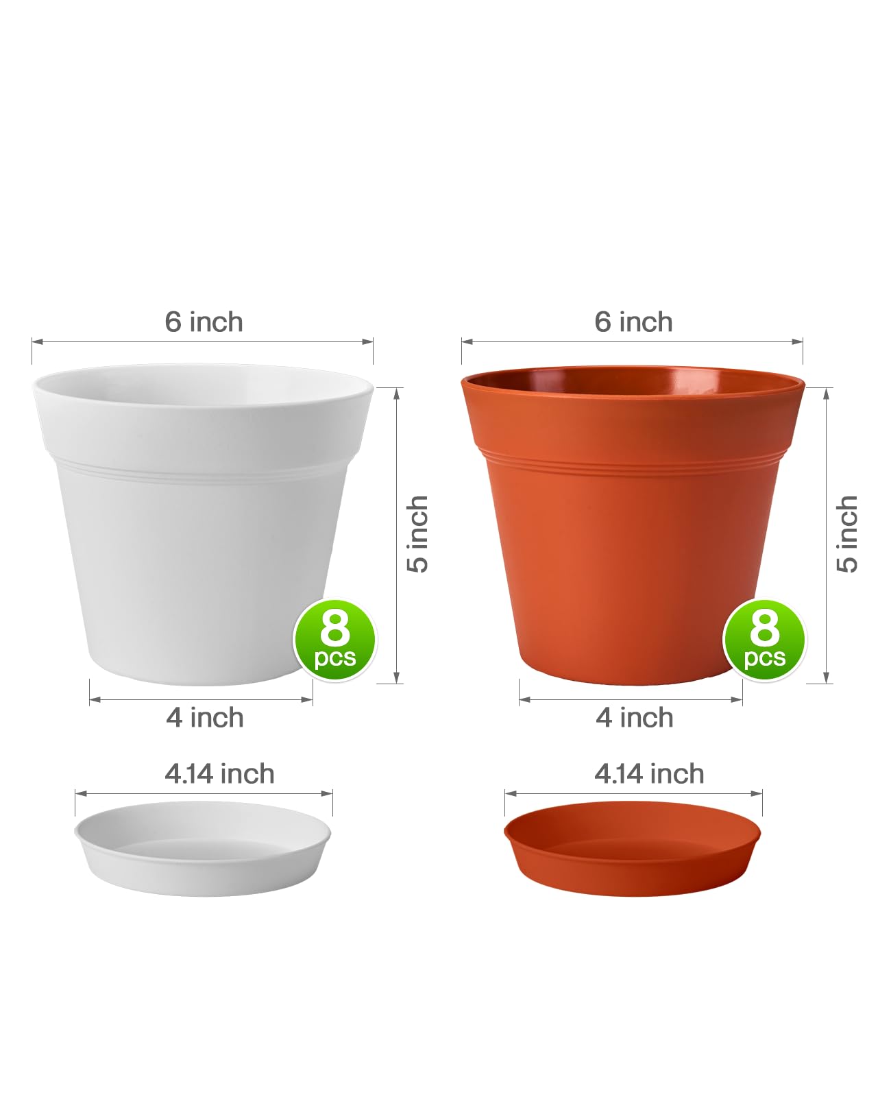 homenote 6 Inch Plastic Plant Pot on a windowsill with plants