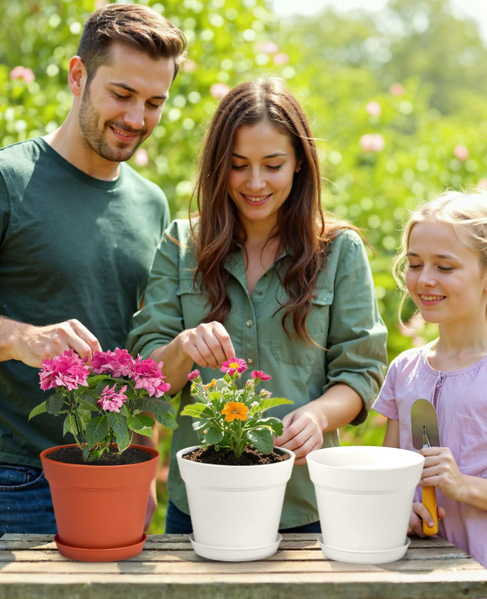 homenote 6 Inch Plastic Plant Pot with matching tray