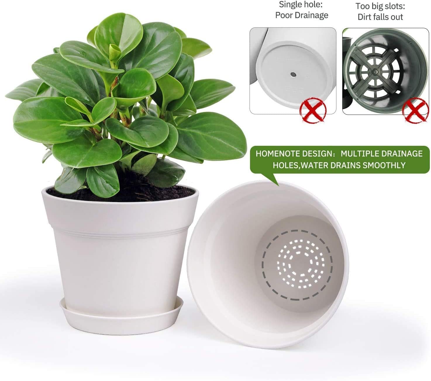 homenote 6 Inch Plastic Plant Pots stacked for storage