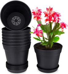 homenote 7.5 Inch plastic flower pots with tray, front view