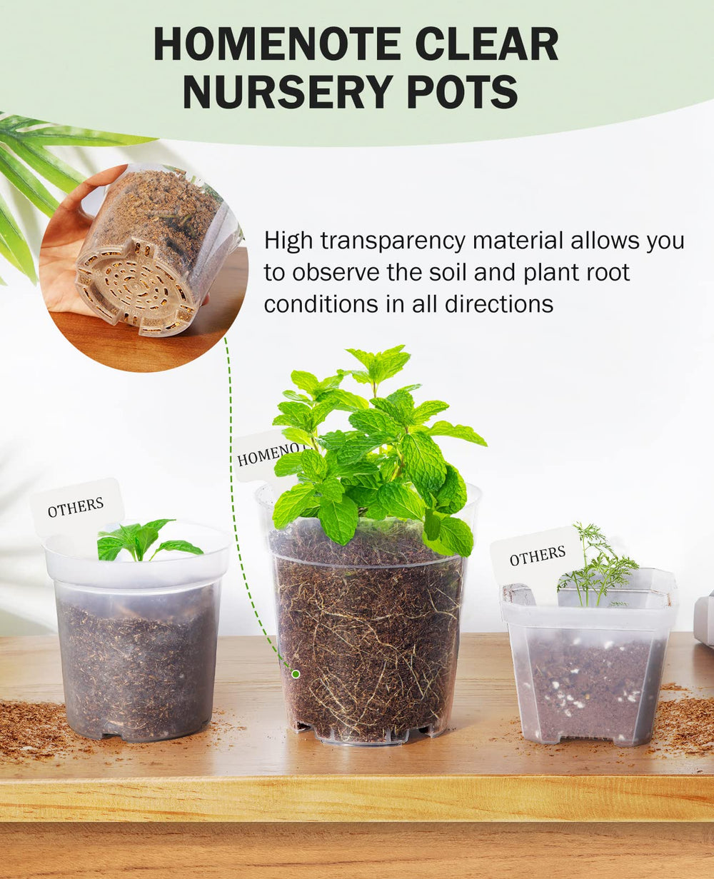 homenote clear nursery pot with a plant growing inside