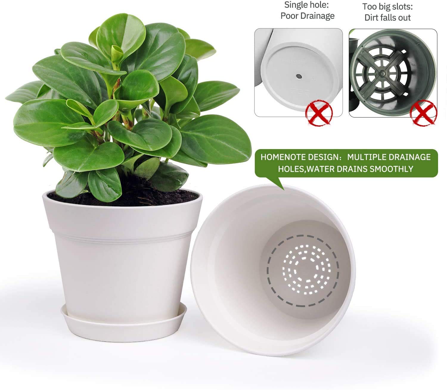 homenote flower pots in a garden setting